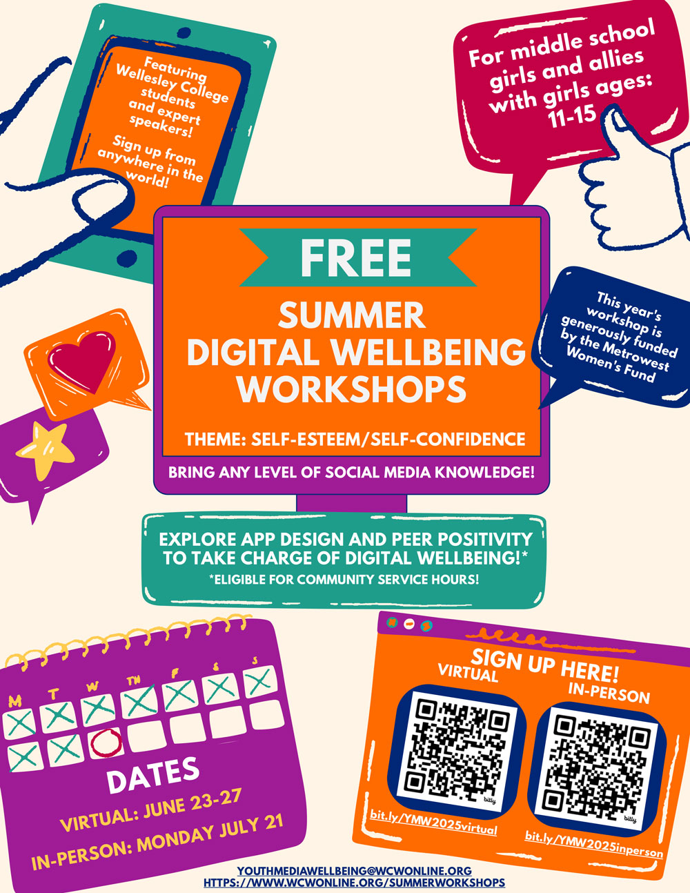 Summer Digital Wellbeing Workshops 2025 Flyer